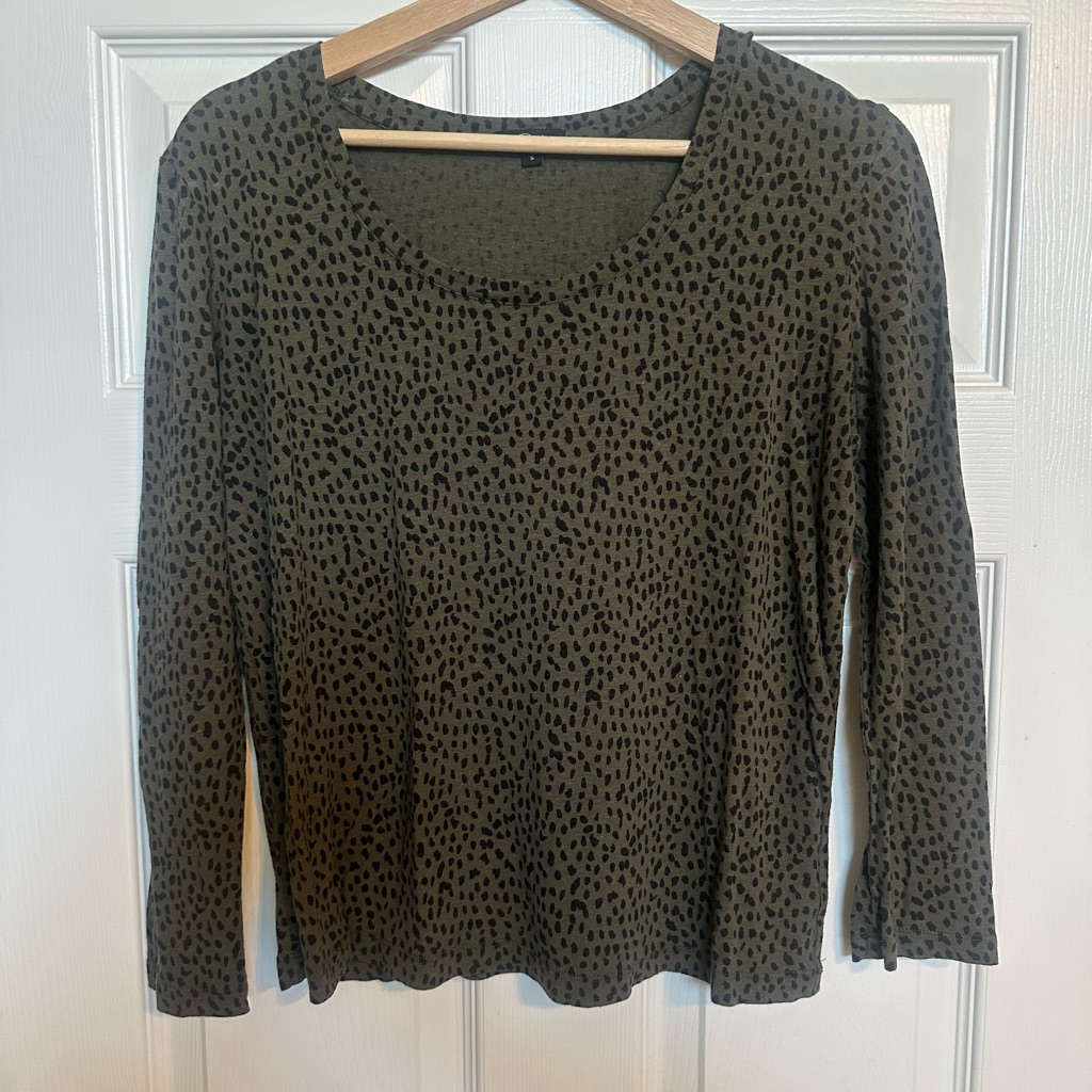 Classic Rails Olive And Black Patterned Long Sleeve Top